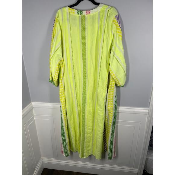 Ulla Popken, Size 20/22, Bright Yellow w/ Colorful Trim Maxi Dress, Plus Size - Picture 6 of 8